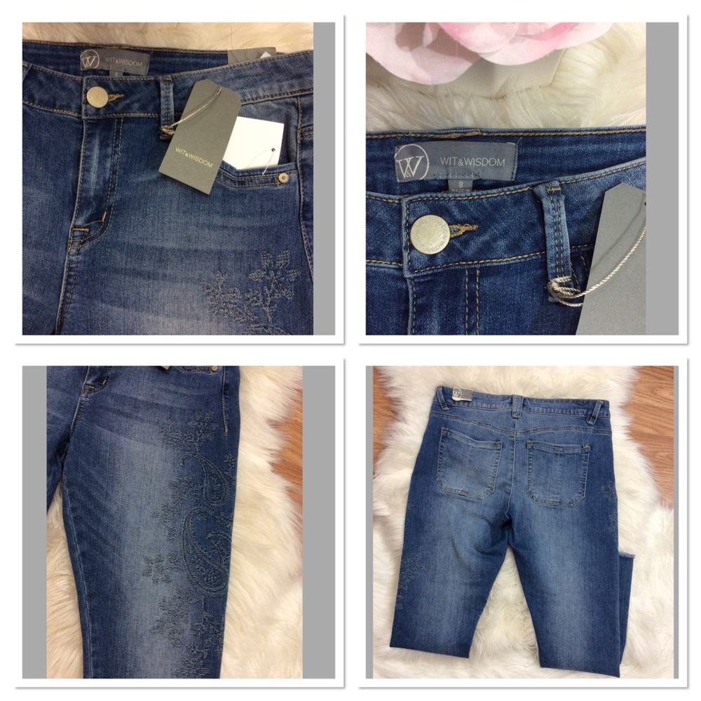 Embroidered Seamless Ankle Jeans - Picture 5 of 6